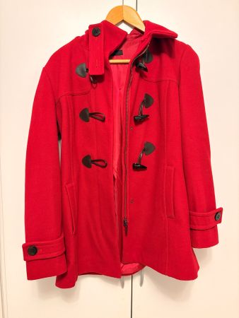 Stoff Jacke mit Kapuze, Damen, Gr. 38, Rot, Benetton