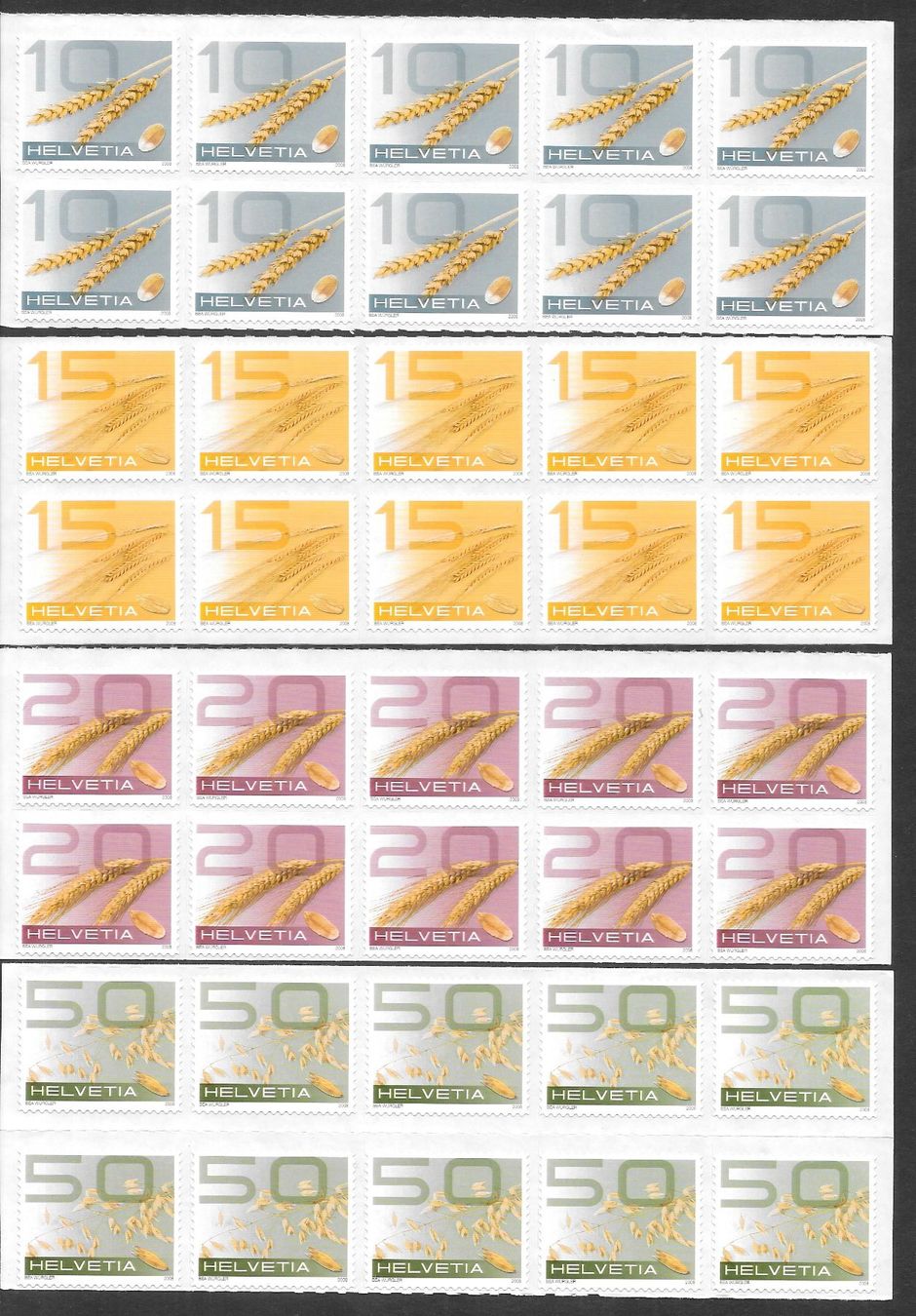 Tutti i francobolli: Kleinbogen Serie 1279 - 1282 Getreide ** 4.9.2008 – Nuovo (secondo la descrizione) da Olten venduto da clotaldi