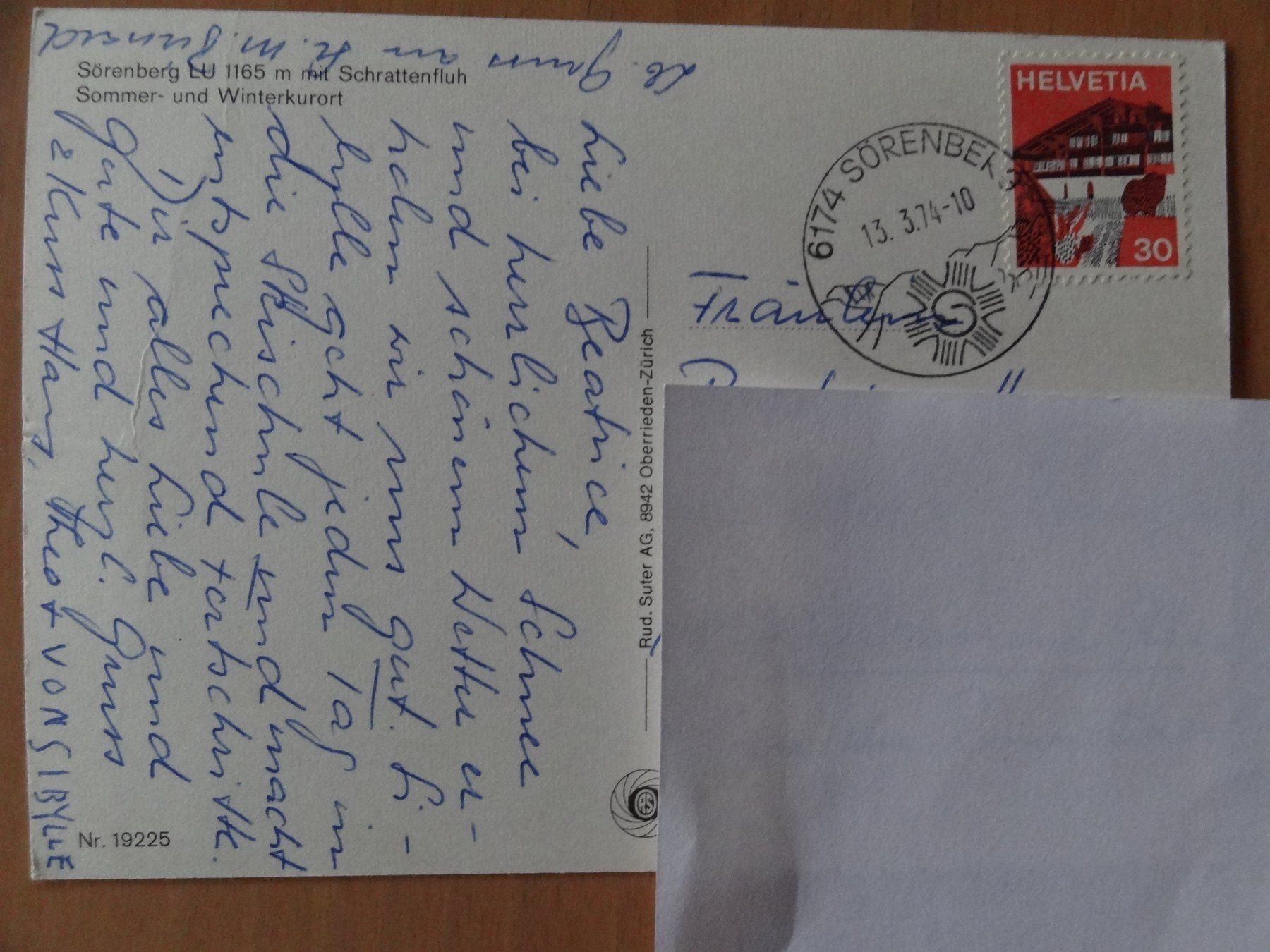 Cartoline postali: Soremberg, Suisse, Hiver 1974 – Usato da St Léonard venduto da Riglin 1