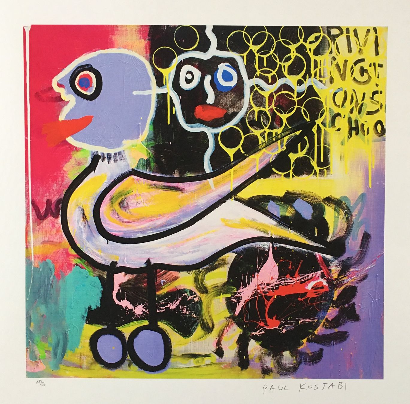 Grafica & Litografie: Paul Kostabi       "Behind the Atrocity"        Giclee – Usato da Nennigkofen venduto da Sommersonnen 1