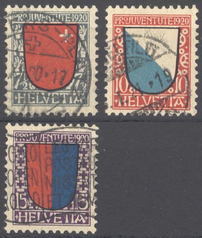 Alle Briefmarken: Pro Juventute 1920 ohne Falz, gestempelt – Gebraucht aus Willisau von Vollstempel