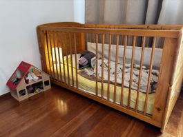 Kinderbett Holz mit Matratz Lit bébé bois matelas tencel