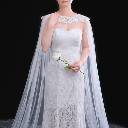 NEUES Braut Cape Ivory mit Spitzenbordüre - Hochzeit -221295