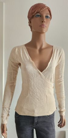 Trendiger Freesoul Wickelpullover, Gr. S, Beige