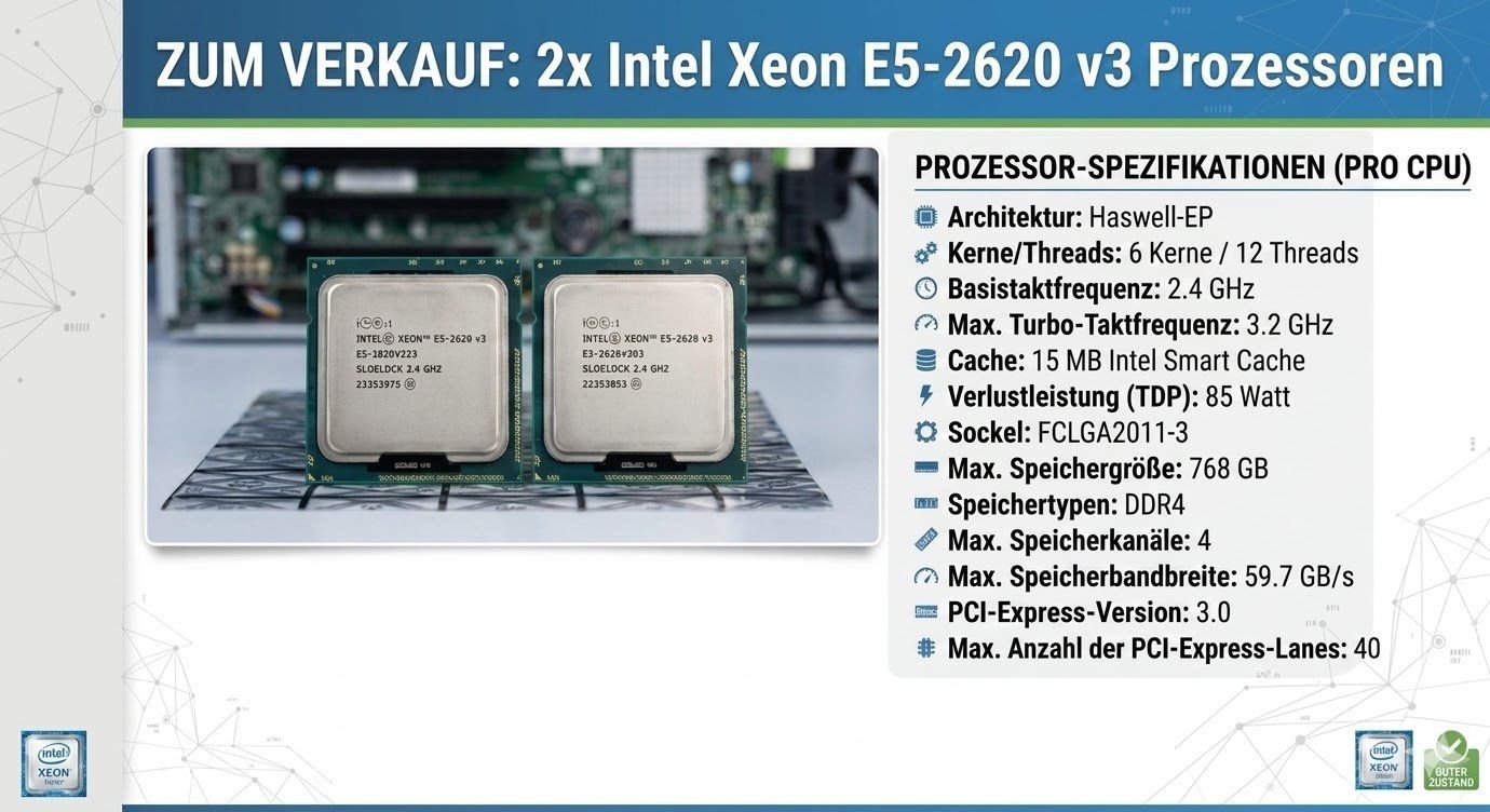 PC: 2x Intel Xeon E5-2620 v3 Prozessor, Top Zustand! – Usato da Schangnau venduto da TOMs_Hardware