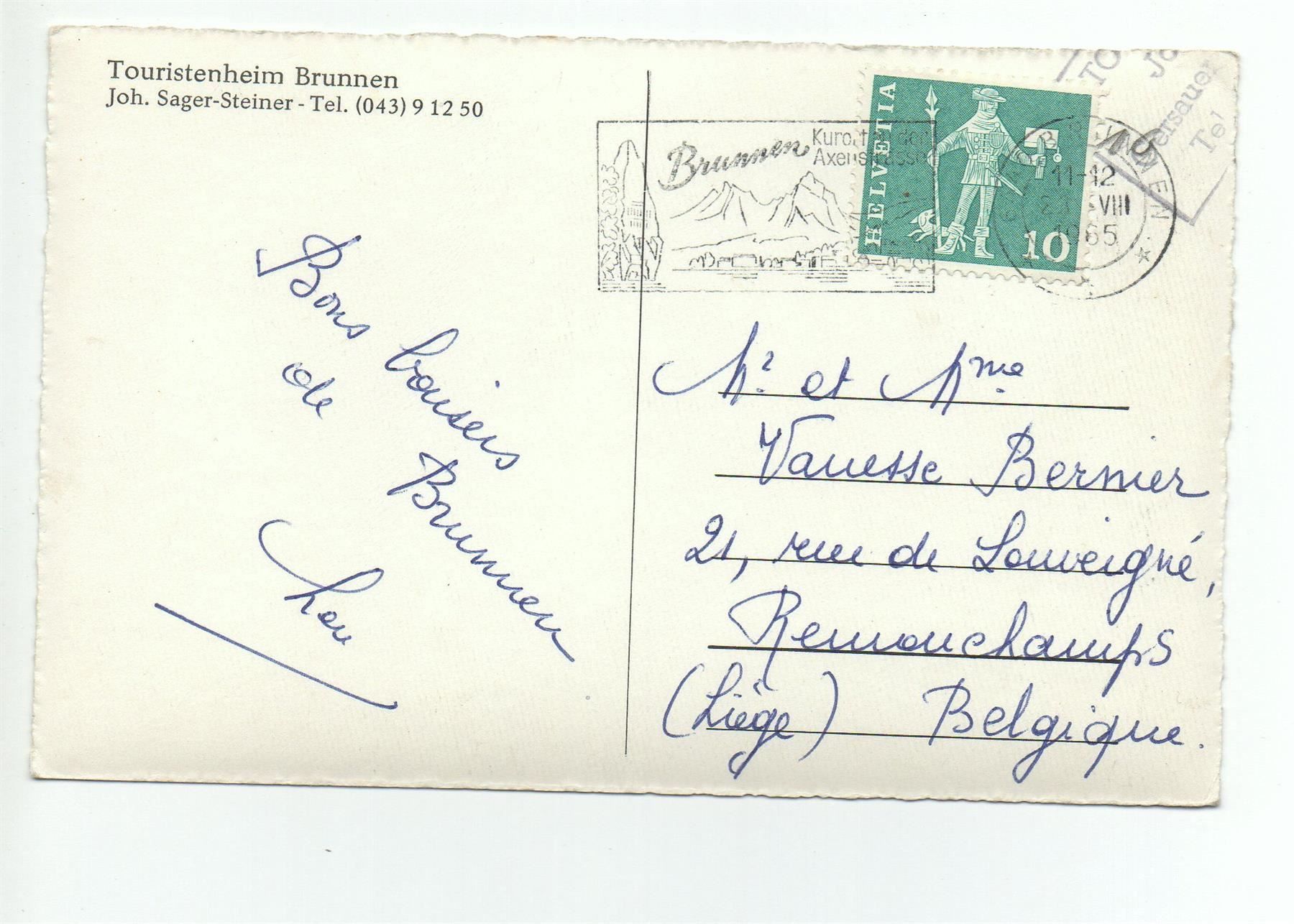 Cartoline postali: BRUNNEN Touristenheim – Usato da Jona venduto da philajona 1