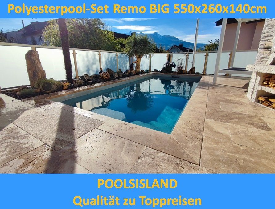 Schwimmbad: Poolset Remo Big 550x260x140cm Polyesterpool Schwimmbad – Neu und originalverpackt aus Kriens von PoolsIsland