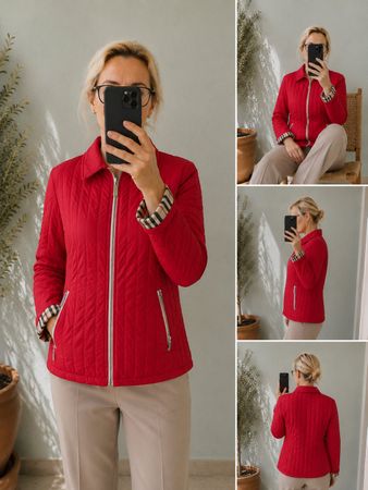 BURBERRY | veste rouge matelassée nova check| taille S femme
