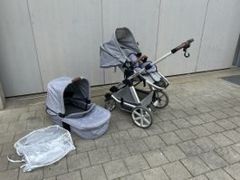 ABC Design Kinderwagen mit Babywanne grau