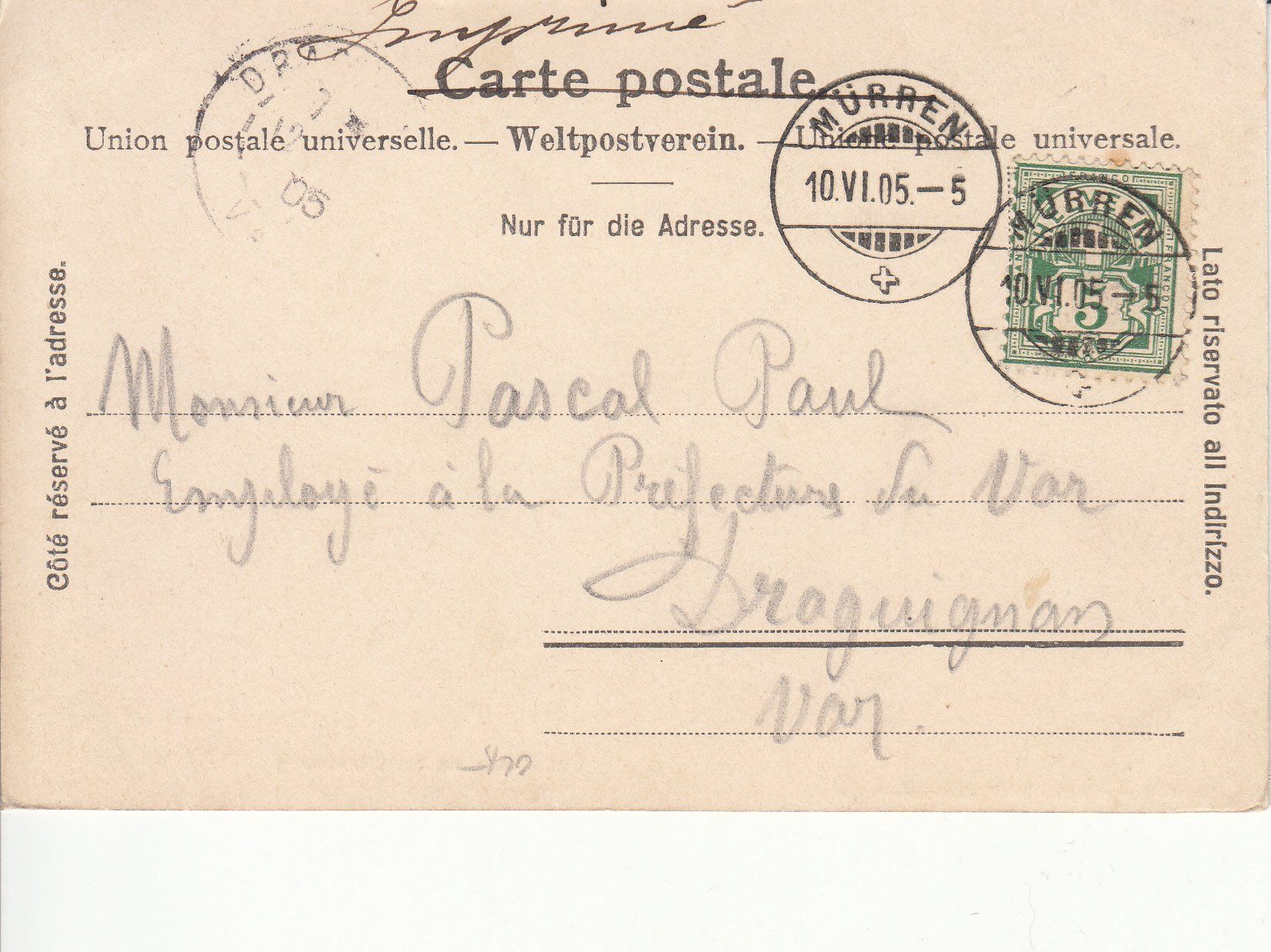 Cartoline postali: Schilthornweg 1905 – Usato da Bürglen TG venduto da StampGraf 1