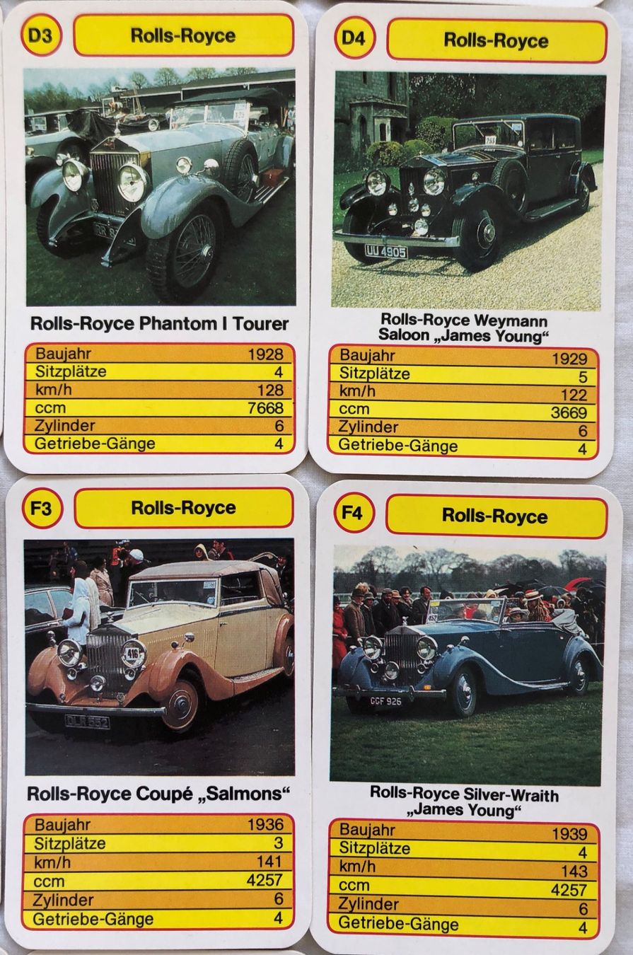 Giochi: Quartett - ROLLS ROYCE - TOP ASS – Usato da Schaffhausen venduto da durruti 2