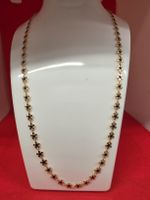 Lange Halskette goldfarben mit Blumen, 