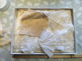 Konvolut antike Spitzen Kragen Jabot Deckeli weiss beige