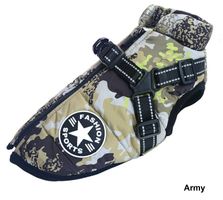 Hunde Wintermantel army 33 cm mit Geschirr  * Lagerräumung *