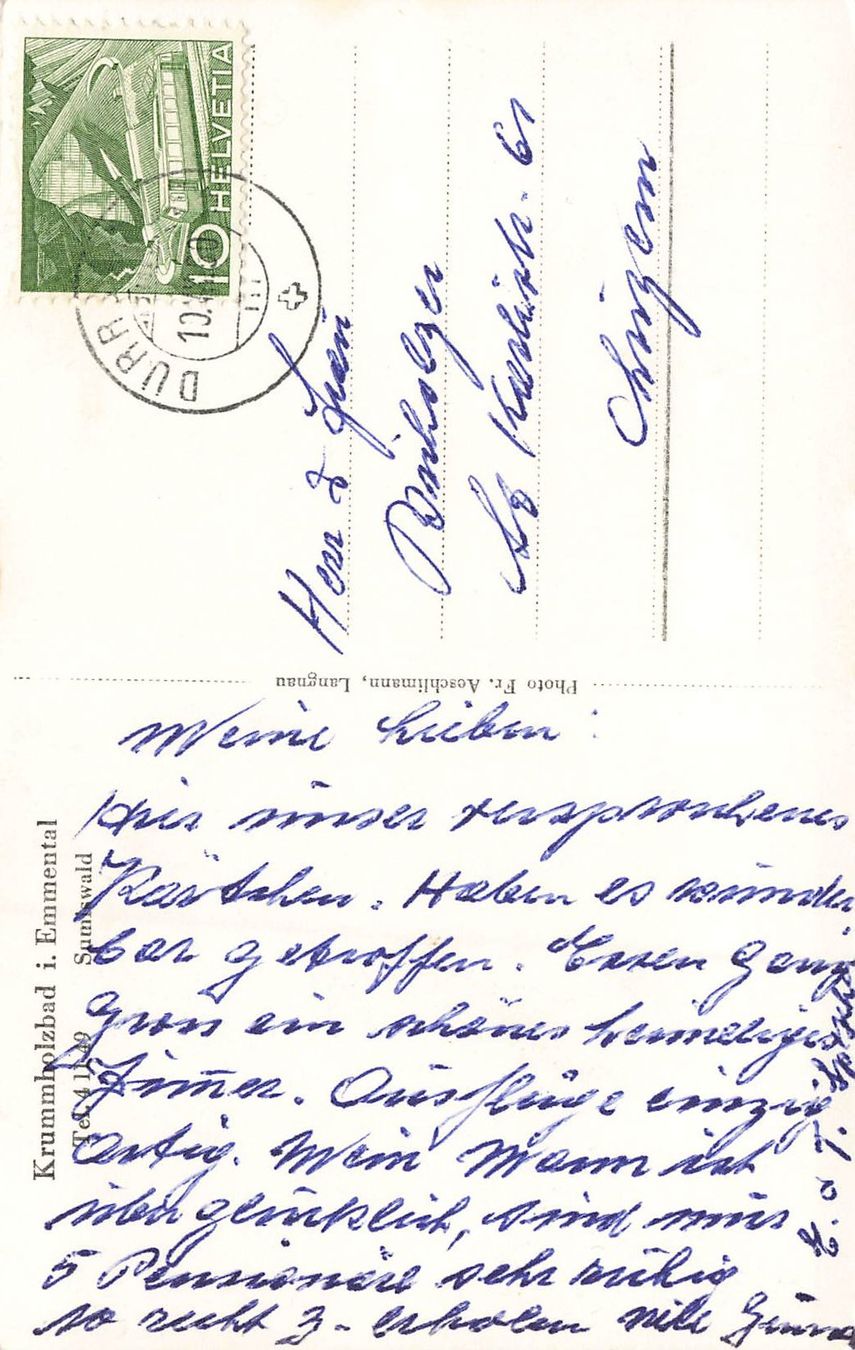 Cartoline postali: Krummholzbad Emmental Sumiswald – Usato da Schwyz venduto da Seffi56 1