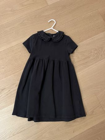 Cute Dark Gray Dress with Frill Collar, Size 116