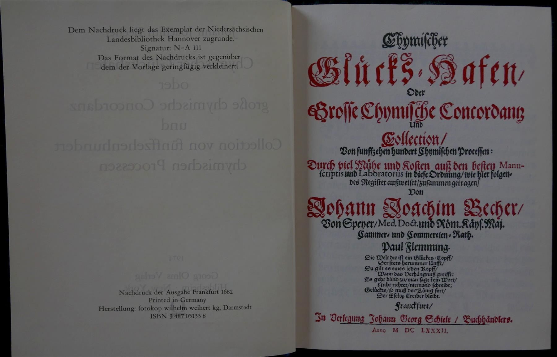 Libri: Alchemie - Chymischer Glückshafen – Usato da Schachen b.Herisau venduto da Amduat 1