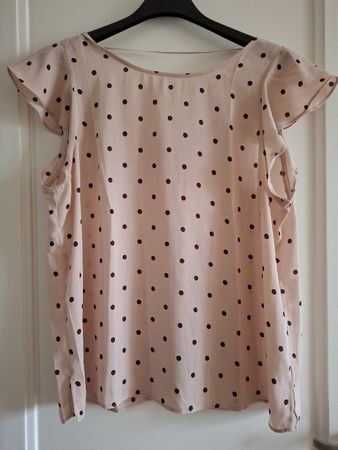 Camicetta a pois rosa, nuova, taglia L/XL