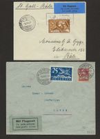 2 x Flugpost Briefe 1923 + 1927 mit F6 + F5 Kat. min 170.-