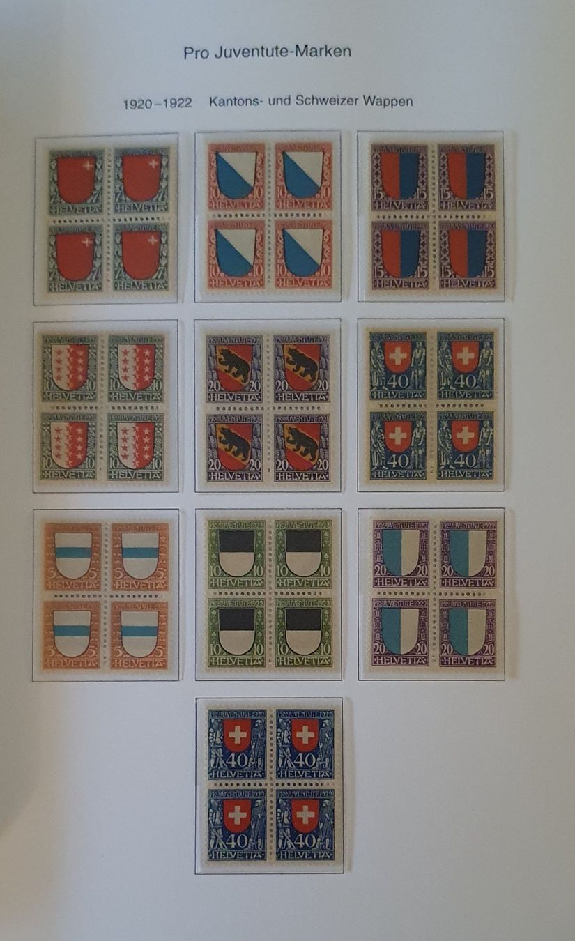 Tutti i francobolli: Pro Juventute 4er Block Sammlung Postfrisch 1913-2009 – Usato da Kreuzlingen venduto da Rschweiz1 2