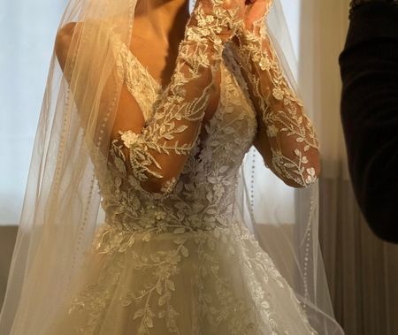 3-teiliges Hochzeitskleid Gr. 36/S inkl. Schleppe & Reifrock
