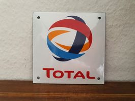 Emailschild Total Tankstelle Tanksäule Logo Emaille Schild