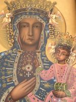 Vintage Ikone Unsere Liebe Frau von Czestochowa Gerahmte Mal