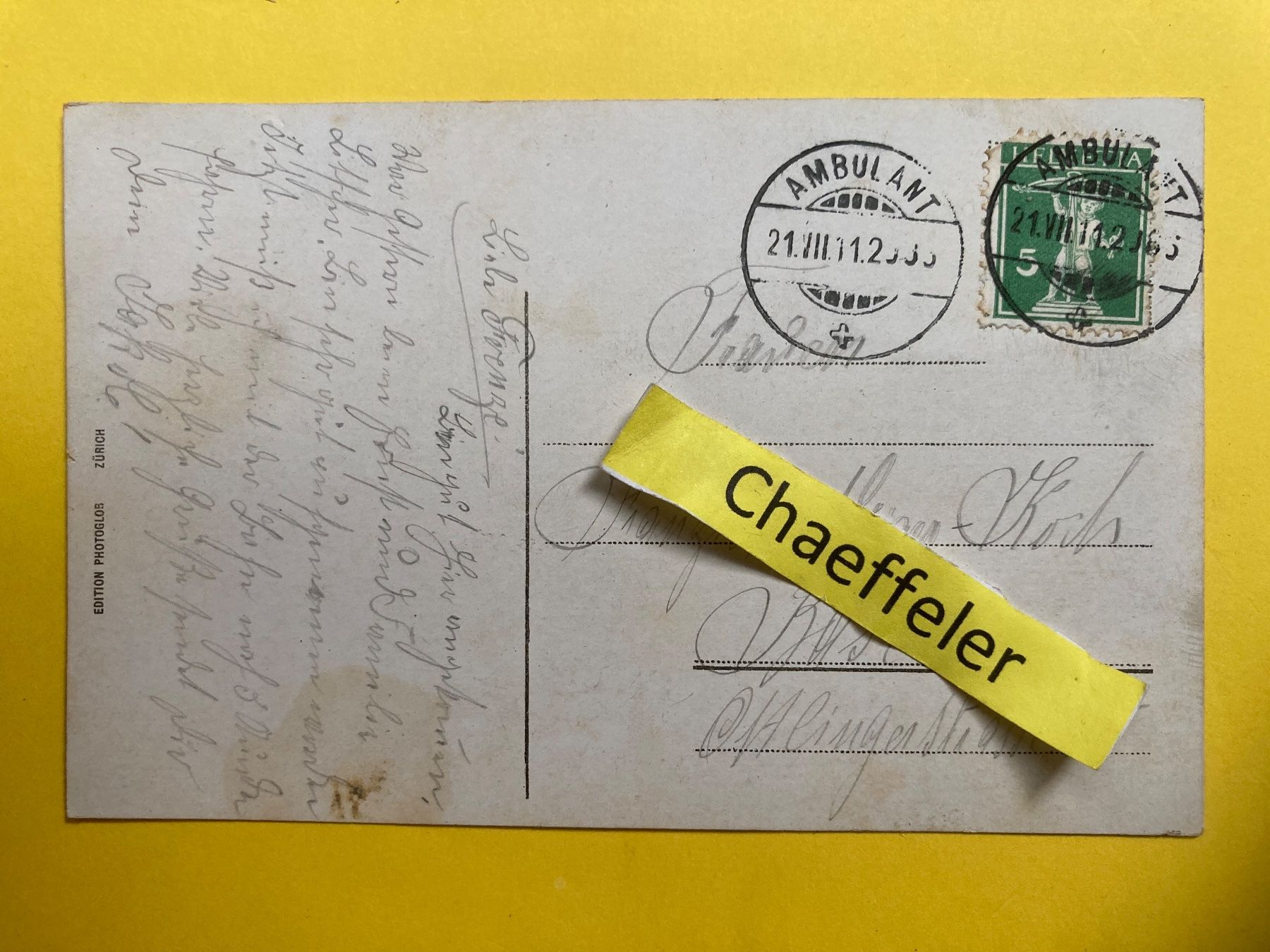 Ansichtskarten: 1912 Chur - Katholisches Priesterseminar – Gebraucht aus Zürich von Chaeffeler 1