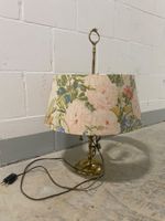 Lampe de table vintage abat-jour fleuri laiton 3 ampoules