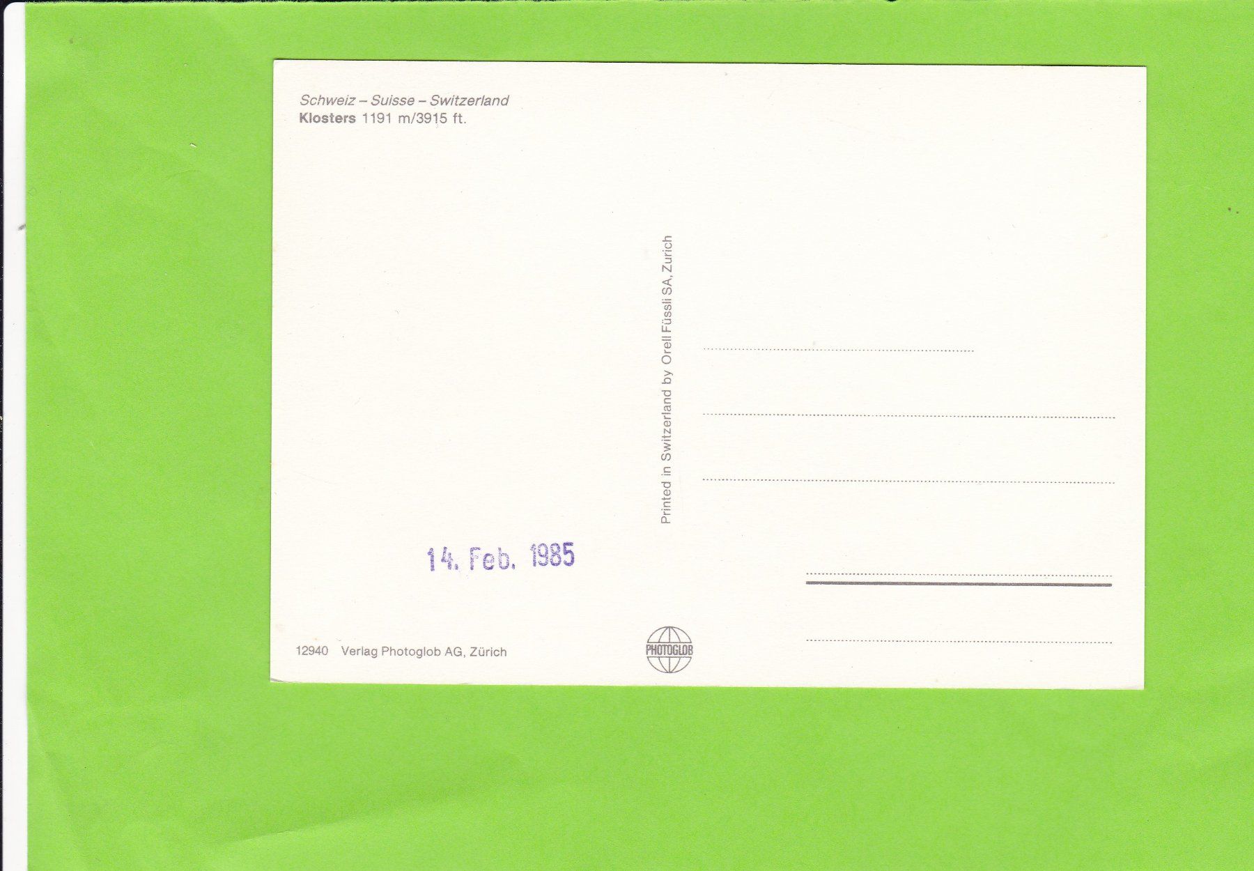 Cartoline postali: Klosters – Usato da St. Peterzell venduto da neckertal 1