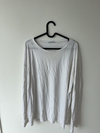 Zara Basic Shirt, weisses Langarmshirt, Gr. M, getragen