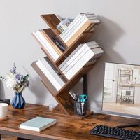 Baum Bücherregal 4 Ebenen Holz Regal mit Metallgestell LIBRA