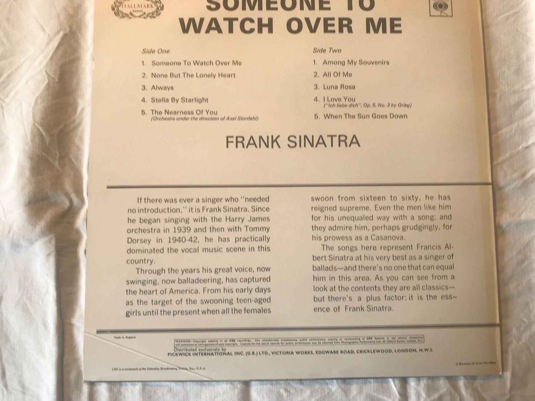 Schallplatten: Frank Sinatra Someone to watch over me – Neu (gemäss Beschreibung) aus Ranflüh von ChristinaW01 1