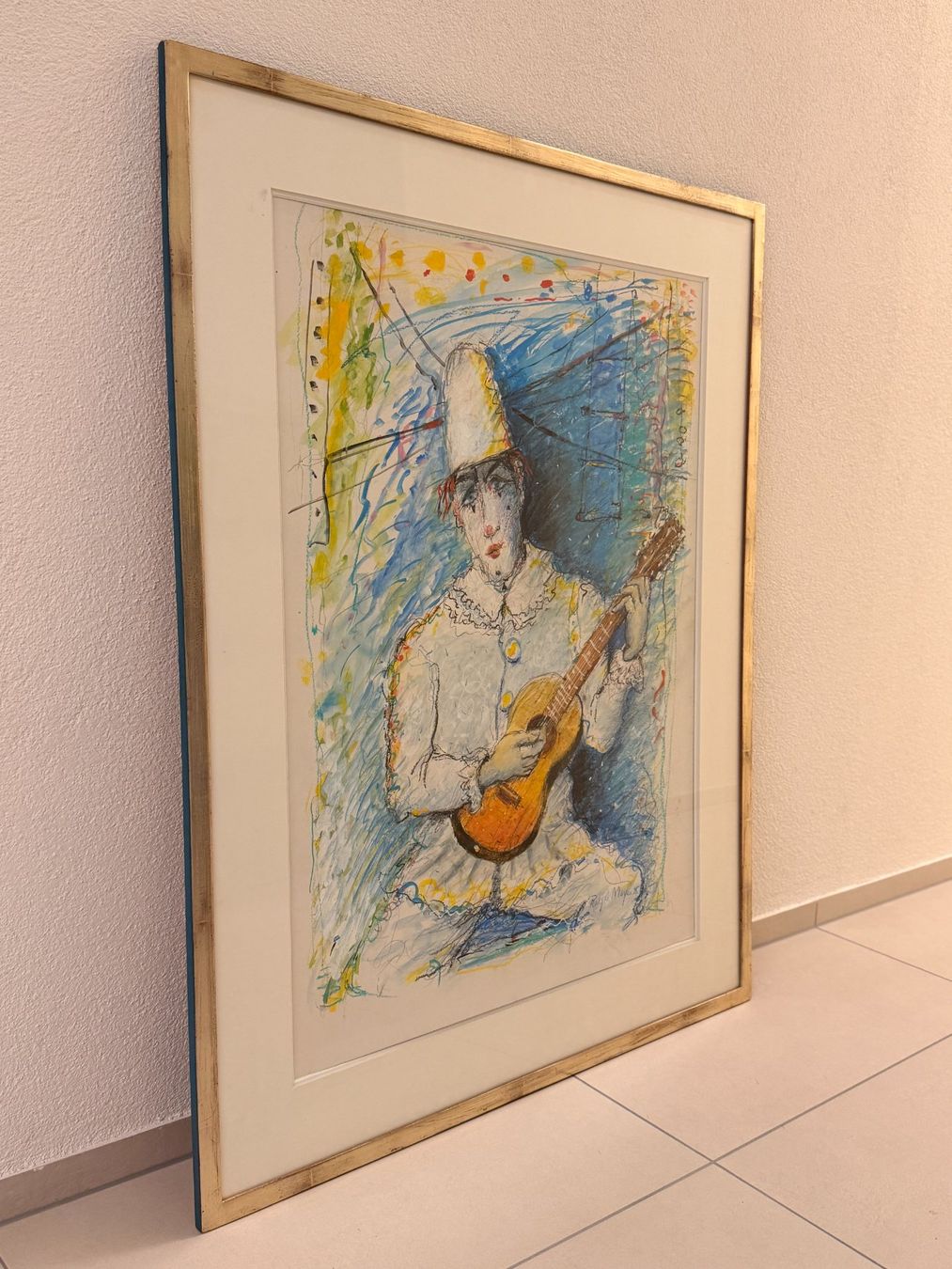 Dipinti: Roger Mayer "Pierrot mit Gitarre" Unikat – Usato da Oberwil BL venduto da Urspi1 2