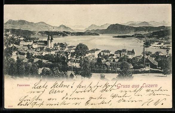 Cartoline postali: Luzern, Teilansicht aus der Vogelschau – Usato da Berlin venduto da bartko-reher