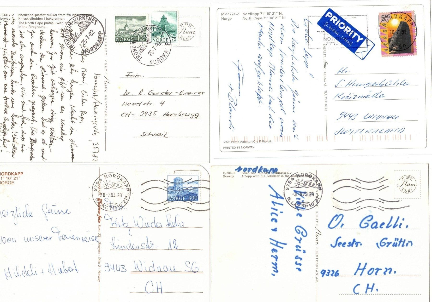 Cartoline postali: Norwegen  Stempel NORDKAPP 6 Ansichtskarten – Usato da Widnau venduto da Seppl480