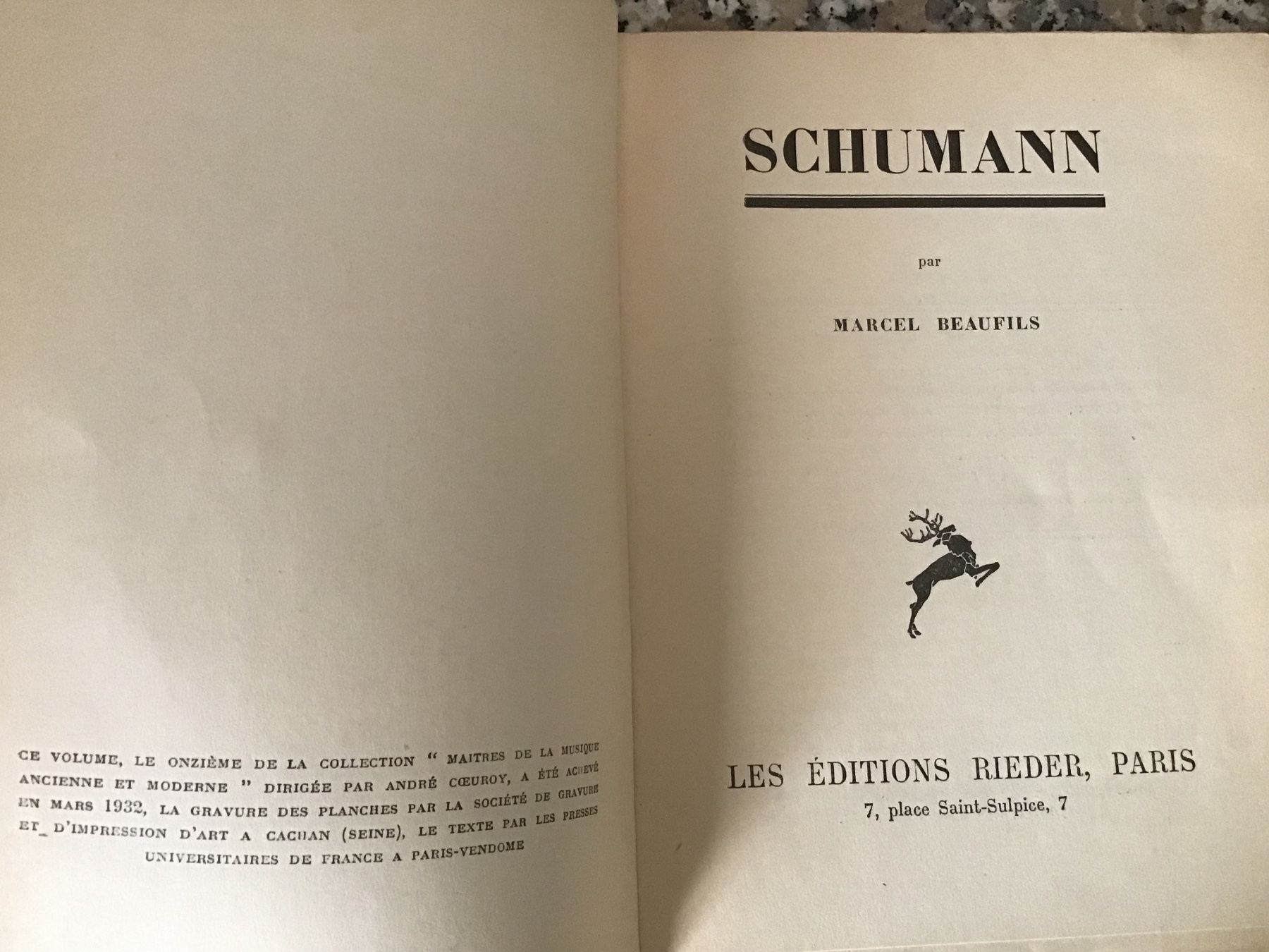Bücher: Schumann par Marcel Beaufils 40 héliogravures – Gebraucht aus Fully von Ruby97 1