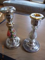 2er Set Kerzenständer aus Bauernsilber / Glas