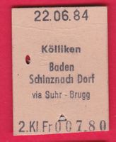 KARTON BILLETT, KÖLLIKEN - SCHINZNACH DORF, 2.KLASSE, EINFAC