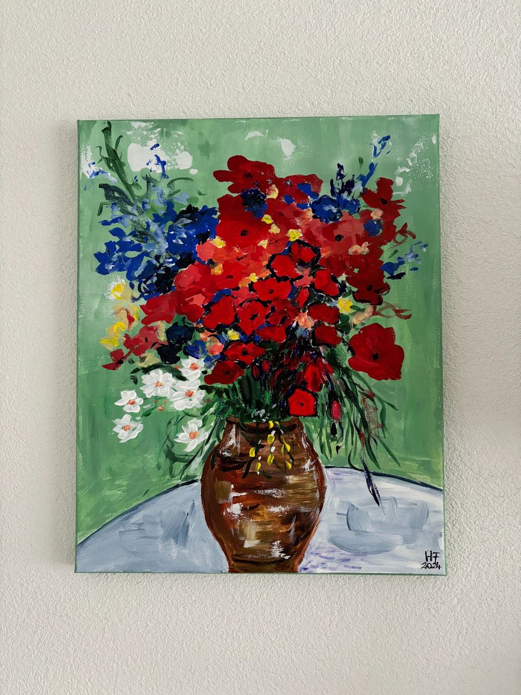 Tableaux: Blumenstrauss nach Van Gogh - Gemälde – Neuf (Voir description) à Cham par Felha 5