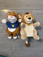 2 süsse Handpuppen, Löwe und Leo Lausemaus