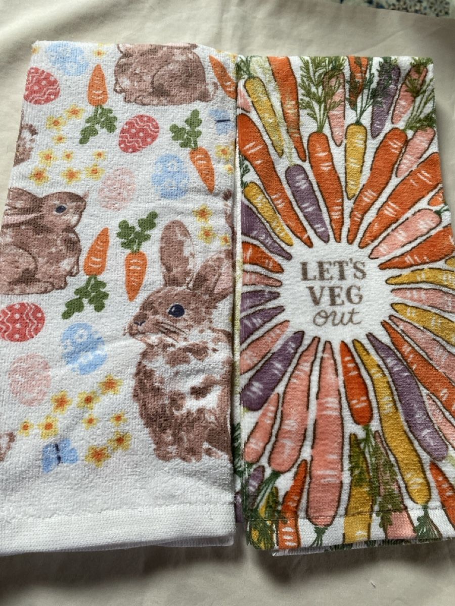 Toutes les décorations: 2x Kitchen Towels, Easter Bunnies Carrots, Spring Decoration – Neuf avec emballage d'origine à Buttikon SZ par Maxwelltime
