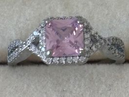 Luxus Elegante Gr.17/7 Ring Farbe: Silber/Rosa Zirkonia
