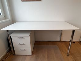 Schreibtisch weiss mit Rollcontainer