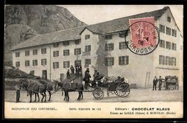 AK Grimsel, Hospiz mit Postkutsche, 1906