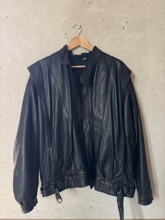 Leder Jacke oversized fit schwarz