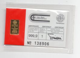 (1024) Goldbarren 1 g,  UBS, mit Zertifikat, stgl