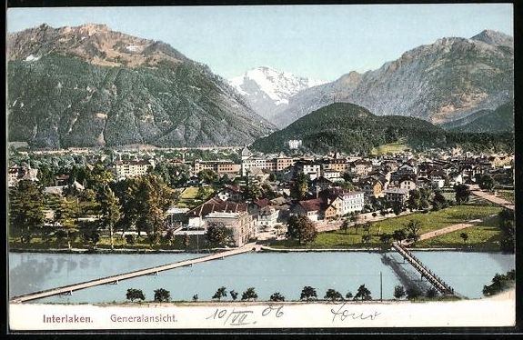 Cartoline postali: AK Interlaken, Generalansicht – Usato da Berlin venduto da bartko-reher