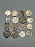 Lot de 16 pièces argent  de monnaie internationales varié