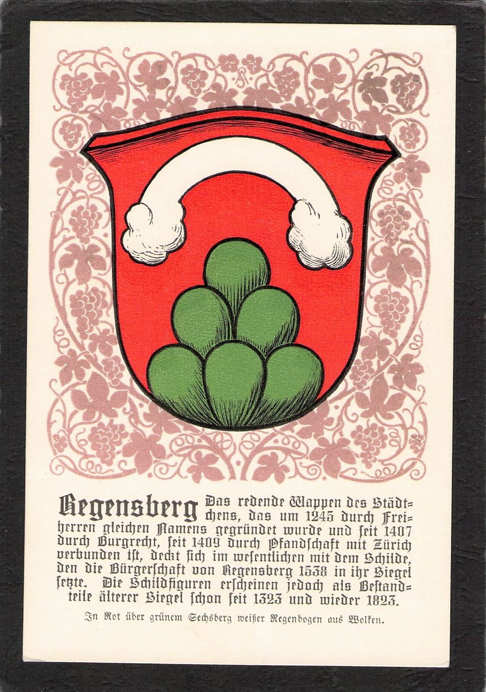 Cartoline postali: Gemeindewappen Regensberg  ZH – Usato da Reichenburg venduto da ibiza18